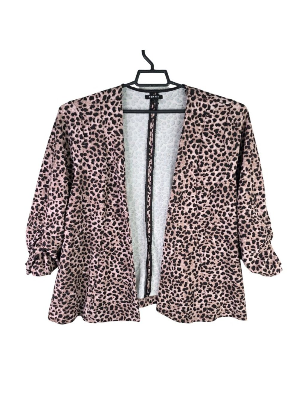 Womens Torrid Pink & Black Animal Print Open Front Cardigan Polyester Blend 2